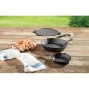 4-Piece Cast Iron Skillet Set with Handles and Griddle, Pre-Seasoned, 6", 10.5", 11"