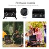 Outsunny 2 Burner Propane Gas Grill Outdoor Portable Tabletop BBQ with Foldable Legs, Lid, Thermometer for Camping, Picnic, Backyard, Black