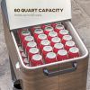 Outsunny Outdoor Cooler Cart, Rolling Beverage Ice Chest, Rugged Steel Patio Cooler with Locking Wheels, 60 Quart Capacity for Poolside BBQs, Brown