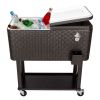 Outdoor Patio Party Rolling Steel Construction 80 Quart Bar Cooler