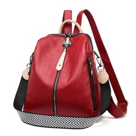 High Quality Backpack Women Soft Leather Backpack Female WhiteTravel Back Pack School Backpacks for Girls Sac A Dos Hot (Color: Red)