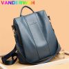 Ladies Anti-theft Soft Leather Backpack Women Vintage Shoulder Bag High Capacity Bag