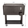 Outdoor Patio Party Rolling Steel Construction 80 Quart Bar Cooler